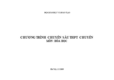Tài liệu Chương trình chuyên sâu THPT chuyên môn Hóa học